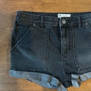 Free People Black Denim Shorts with Large Pockets